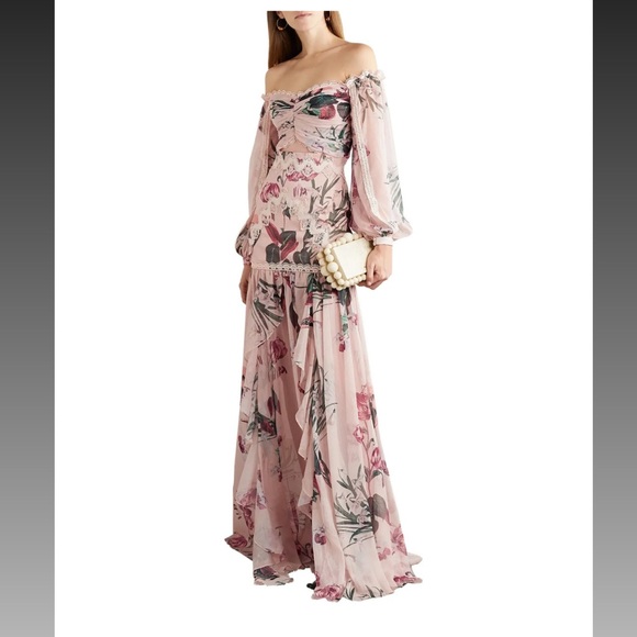 PATBO
Carolina off-the-shoulder crochet-trimmed floral-print chiffon maxi dress - Picture 4 of 6